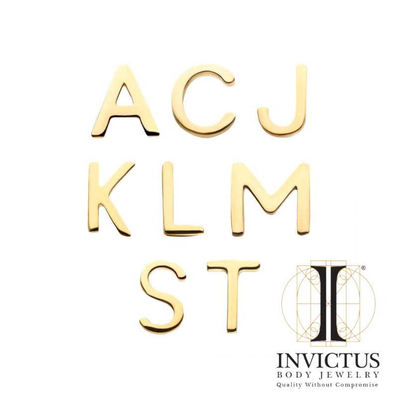 14Kt Gold Threadless Letter Initial Ends