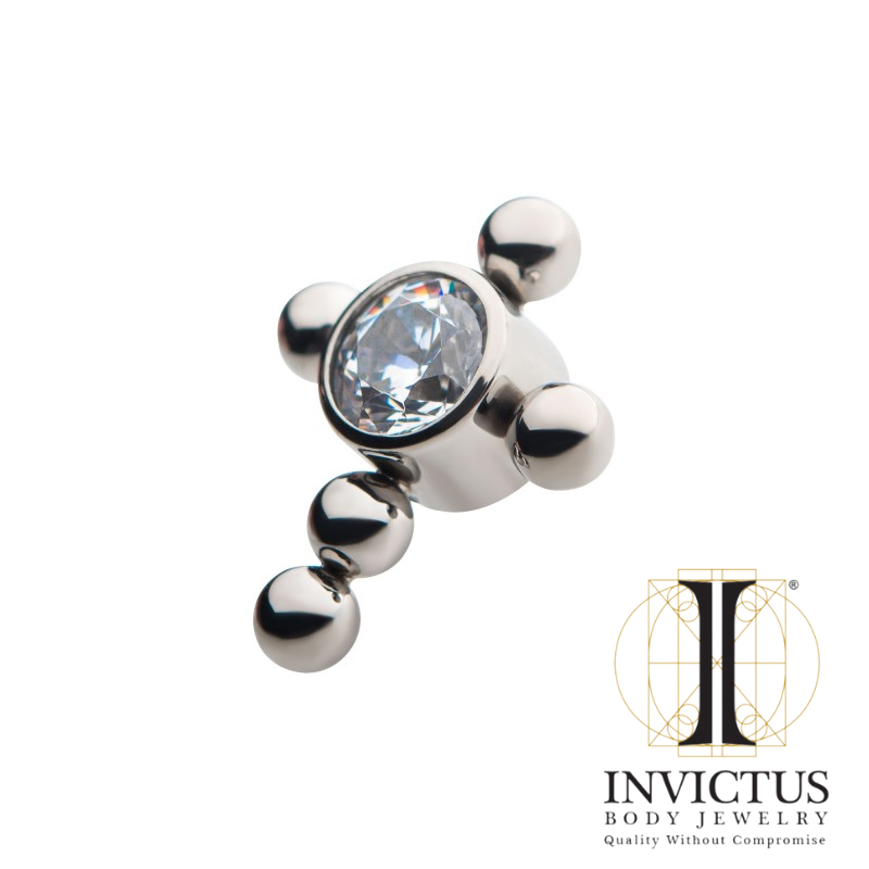 Titanium Internally Threaded Cross with gem Ends