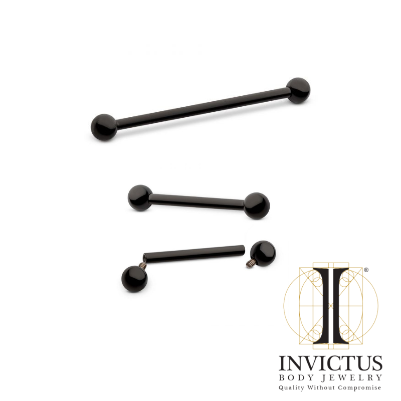 14g Internally Threaded Titanium Black PVD Barbell