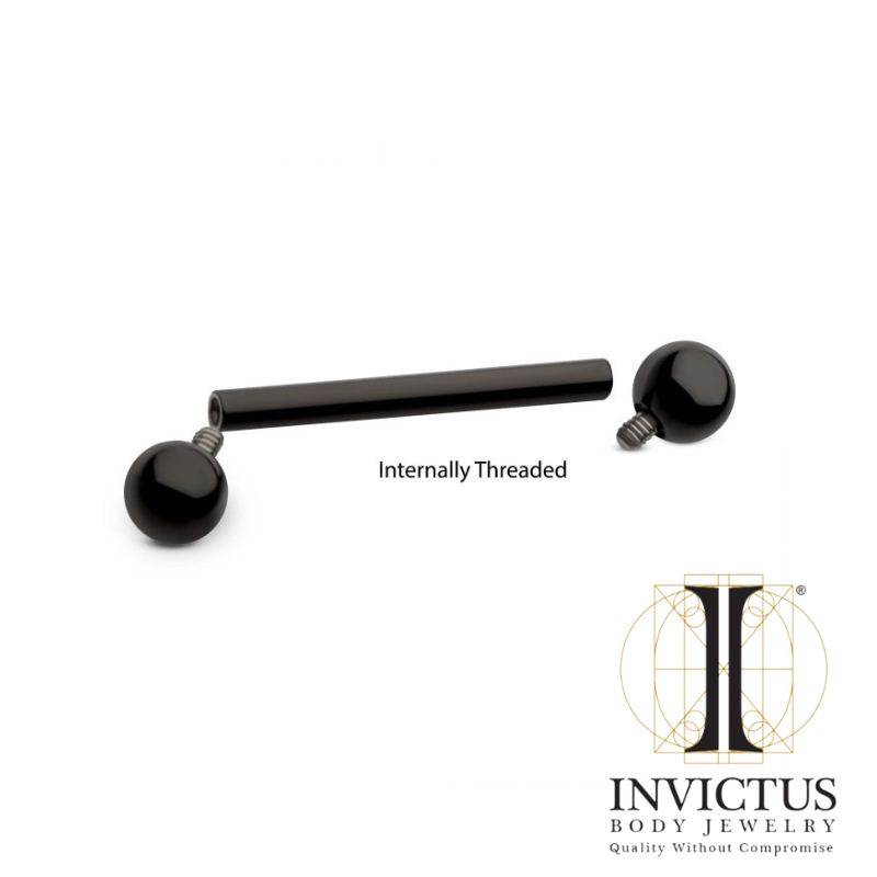 14g Internally Threaded Titanium Black PVD Barbell