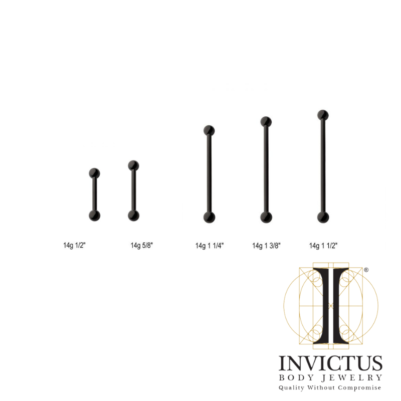 14g Internally Threaded Titanium Black PVD Barbell