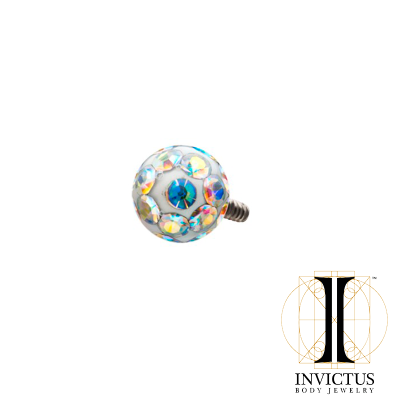 14g Titanium Internally Threaded Tiffany Ball Top with Genuine Preciosa Crystals - REBELLIC
