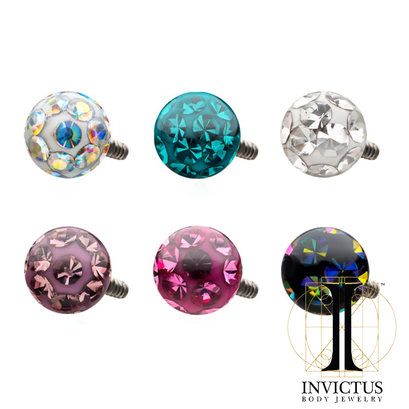 14g Titanium Internally Threaded Tiffany Ball Top with Genuine Preciosa Crystals - REBELLIC