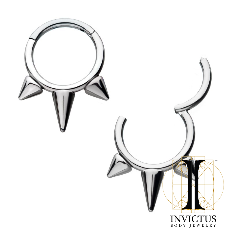 16g Titanium 3-Spike Hinged Segment Rings - REBELLIC