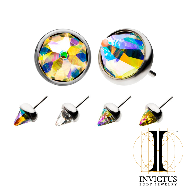 Titanium Threadless Swarovski Glass Bezel Set Cone Top - REBELLIC