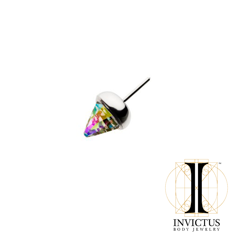 Titanium Threadless Swarovski Glass Bezel Set Cone Top - REBELLIC