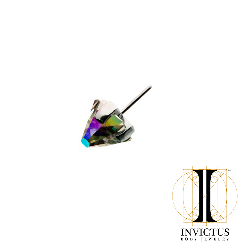 Titanium Threadless Swarovski Glass Pyramid Prong Set Top - REBELLIC