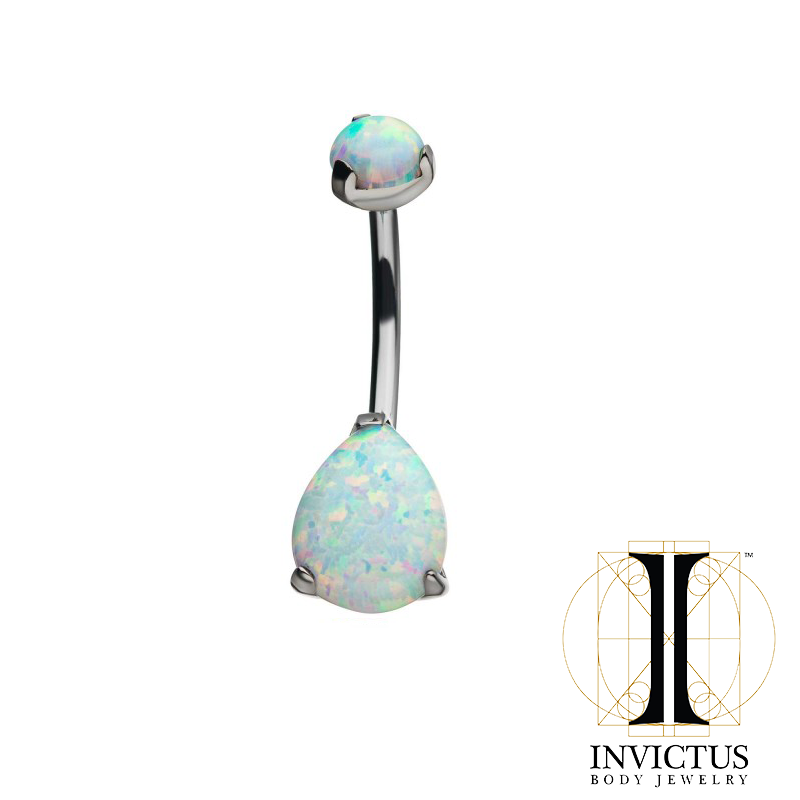 Titanium Double Opal 3-Prong Teardrop Navel Curve - REBELLIC