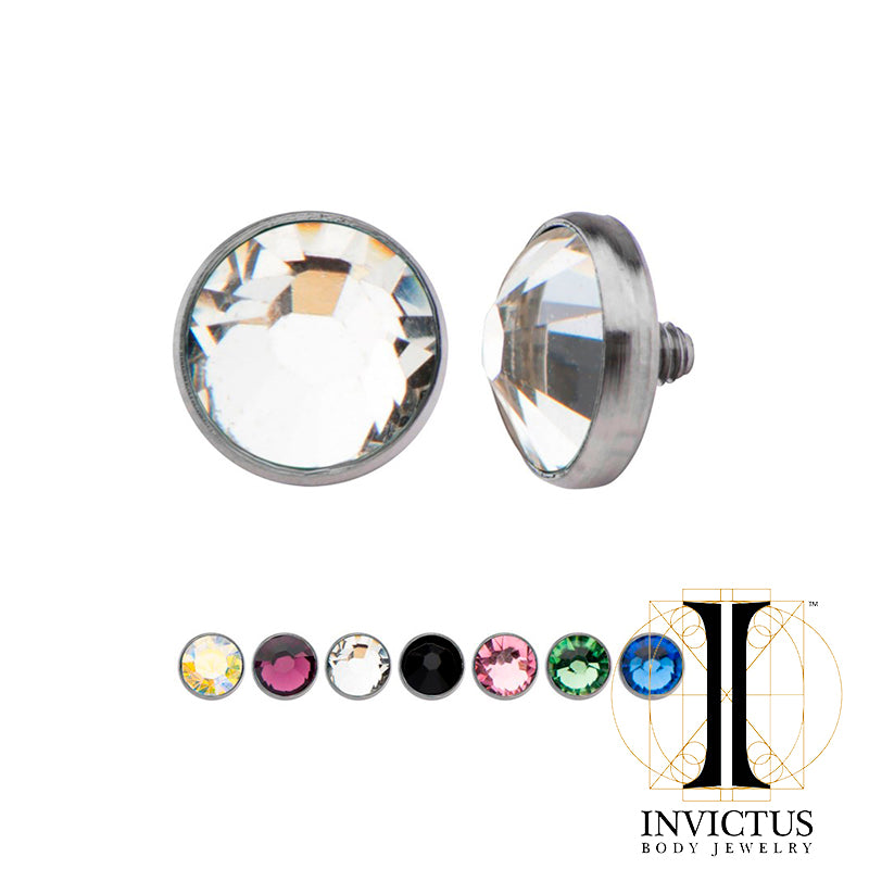 16g Titanium Bezel Set Preciosa Gem Jeweled Discs - REBELLIC