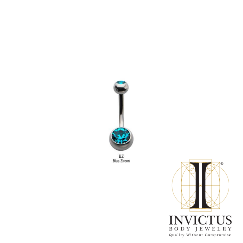 14 g - 8 mm titanium med indvendigt gevind Swarovski krystal navleramme