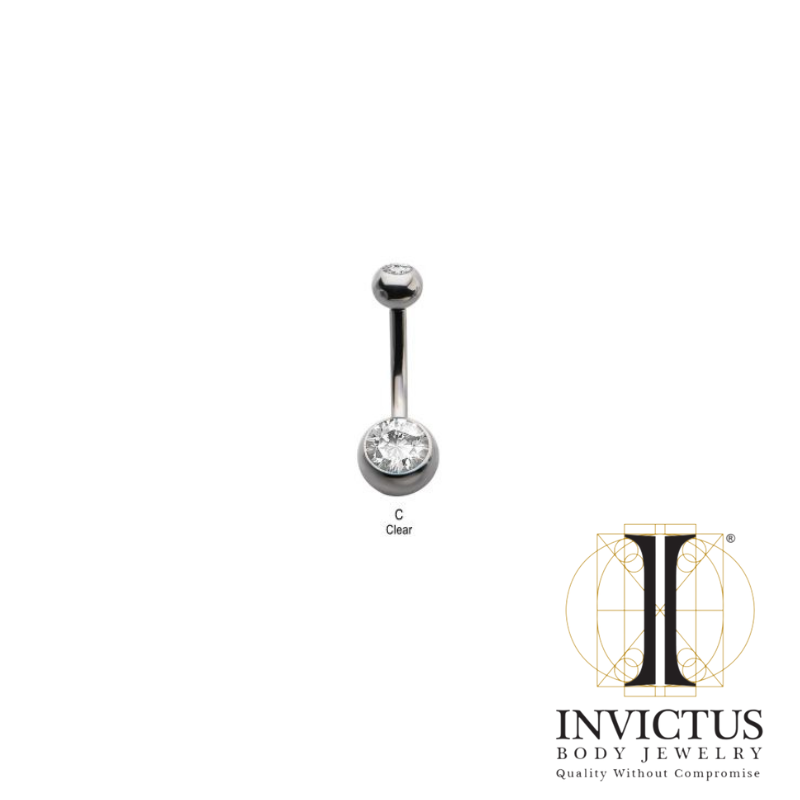 14 g - 8 mm titanium med indvendigt gevind Swarovski krystal navleramme