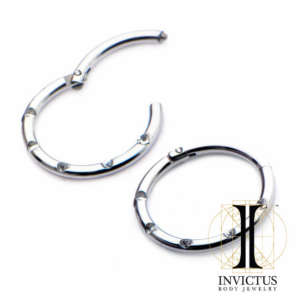 16g Titanium Hinged Segment Rings with Five Clear Gems - REBELLIC