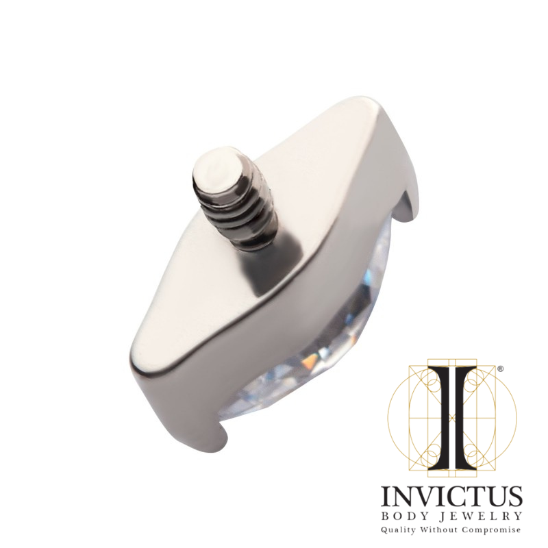 Titanium Internally Threaded with 2-Prong Set Marquise CZ Top