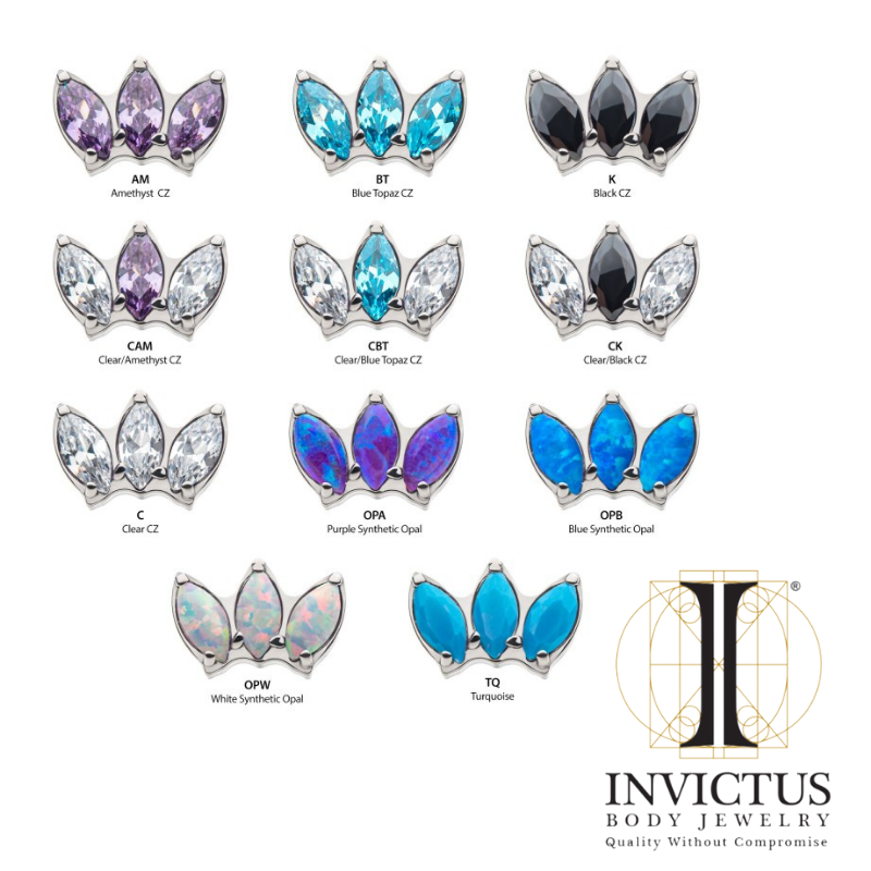 Titanium med indvendigt gevind Triple Marquise Ender